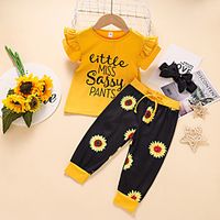 Toddler Girls' Clothing Set Short Sleeve Yellow Graphic Print Active Regular 3-12 Years Lightinthebox - thumbnail