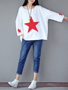 O-NEWE Star Patchwork Long Sleeve Tops