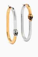 Skull Hoop Earrings in Brass - thumbnail