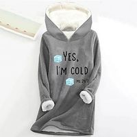 Women's Hoodie Sweatshirt Pullover Sherpa Fleece Lined Letter Warm Fuzzy Print Black Pink Dark Pink Casual Sports Hoodie Long Sleeve Top Micro-elastic Fall  Winter miniinthebox - thumbnail