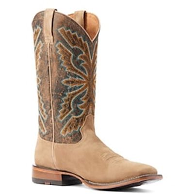 Men's Boots Cowboy Boots Embroidery Retro Walking British Daily PU Warm Slip Resistant Mid-Calf Boots Loafer Almond Color Block Fall Winter Lightinthebox