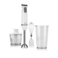 Sonashi 4-In-1 Hand Blender Set With Chopper, Calibrated Beaker And Wisk 600 Ml 400W, White - SHB-184JCW