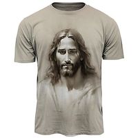 Graphic Jesus Daily Designer Retro Vintage Men's 3D Print T shirt Tee Tee Top Sports Outdoor Holiday Going out Easter T shirt Blue Khaki Gray Short Sleeve Crew Neck Shirt Spring  Summer Clothing Lightinthebox