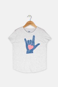 Kids Girls Graphic Print Tee  Heather Grey