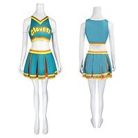 Women's Cosplay Dancing Cheerleader Costume Sporty Modern Style Colorful Polyester Green / Blue Top Skirt miniinthebox - thumbnail