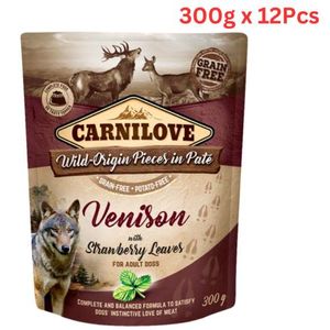 Carnilove Venison With Strawberry Leaves For Adult Dogs (Wet Food Pouches) 12x300g