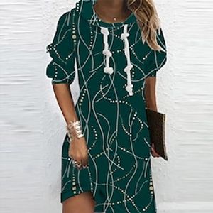 Women's Hoodie Dress Winter Dress Green Wine Long Sleeve Geometric Print Winter Fall Hooded Vacation Casual Fall Dress 2022 S M L XL XXL 3XL Lightinthebox