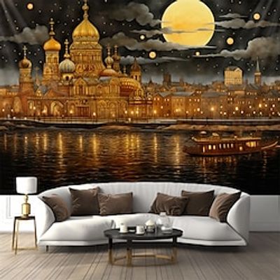 Night View Budapest Wall Hanging Tapestry Wall Art Large Tapestry Mural Decor Photograph Backdrop Blanket Curtain Home Bedroom Living Room Decoration Lightinthebox