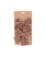 Koopman Xmas Bow Velvet Set of 2 Brown