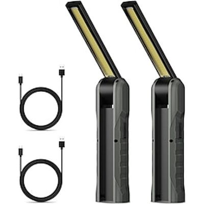 2pcs LED Work Light Rechargeable Flashlight Mechanic Lights with Magnetic Base, Tool Gifts for Dad Men 4 Modes Bright Inspection Torch Light for Car Repair, Garage, Emergency, BBQ and Camping Lightinthebox