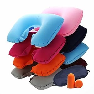 Travel Business Trip Three-piece U-shaped Inflatable Pillow Neck Pillow Eye Mask Earplugs miniinthebox