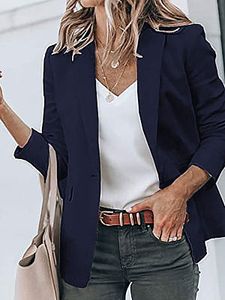 Casual Long Sleeve Solid Lapel Blazer