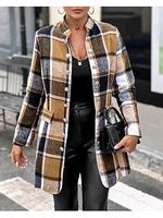 Women's Retro Plaid Wool Double-breasted Mid-length Coat