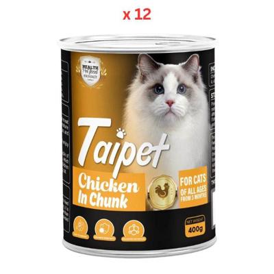 Taipet Cat Canned Wet Food Chicken in Chunk-400g Pack Of 12