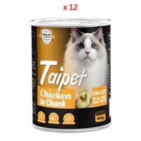 Taipet Cat Canned Wet Food Chicken in Chunk-400g Pack Of 12
