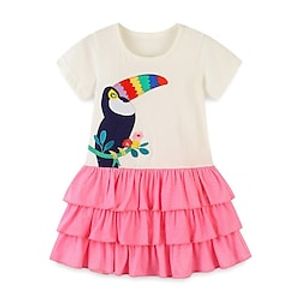 european and american style children's dress summer new cartoon embroidery girls short-sleeved children's skirt knitted cotton tutu skirt miniinthebox