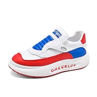 Men's Sneakers Sporty Look Comfort Shoes Casual Athletic Walking Shoes PU Breathable Black and White White / Blue Orange / Black Fall miniinthebox