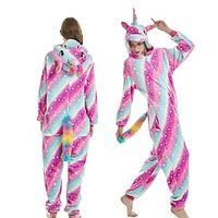 Kid's Adults' Kigurumi Pajamas Nightwear Unicorn Animal Onesie Pajamas Funny Costume Flannel Cosplay For Men and Women Boys and Girls Christmas Animal Sleepwear Cartoon miniinthebox - thumbnail