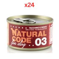 Natural Code Turkey & Potatoes Cooking Water Wet Dog Food 90G (Pack of 24)