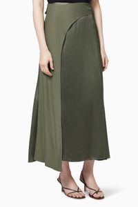 Axial Bias Midi Skirt in Satin