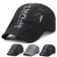 Men's Beret Hat Sun Hat Trucker Hat Black Navy Blue 100% Cotton Mesh Fashion Casual Street Daily Letter Adjustable Sunscreen Breathable Lightinthebox - thumbnail