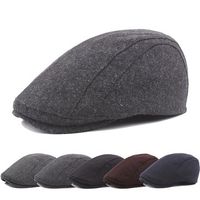 Mens Winter Warm Wool Blend Solid Beret Caps