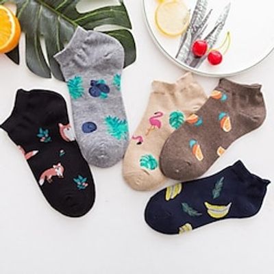 5 Pairs Women's Ankle Socks Low Cut Socks Work Daily Flower Simple Classic Casual Socks Lightinthebox