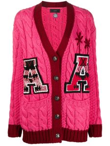 Alanui cable-knit varsity cardigan - PINK