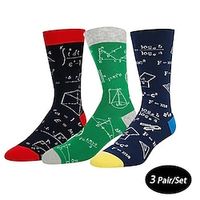 Men's 3 Pairs Crew Socks Men Socks Xmas Socks Blend Color Black Color Number Christmas Casual Daily Basic Medium Fall Winter Thermal Lightinthebox - thumbnail