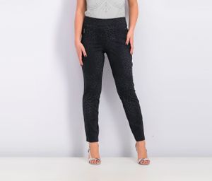 Womens Leopard Print Pants  Navy Charcoal
