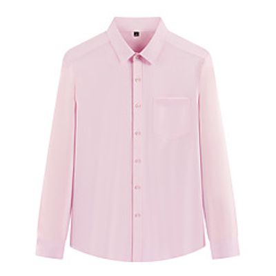 Men's Shirt Solid Color Plus Size Long Sleeve Casual Tops Business Casual Light Pink Blue Purple miniinthebox