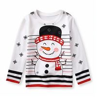 Christmas Girls' 3D Snowman Stripe Tee Shirt Long Sleeve 3D Print Fall Winter Active Fashion Cute Polyester Kids 3-12 Years Crew Neck Outdoor Casual Daily Regular Fit Lightinthebox - thumbnail