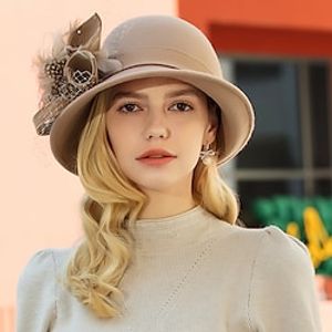 Women's Party Hat Party Wedding Casual Ruched Solid Color Black Hat Fall Winter Spring Flower miniinthebox