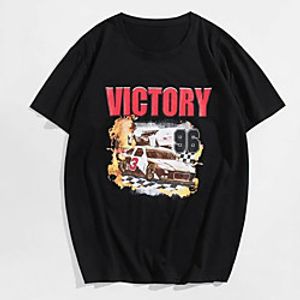 Men's Tee T shirt Hot Stamping Graphic Prints Car Print Short Sleeve Casual Tops 100% Cotton Basic Designer Big and Tall Black Lightinthebox