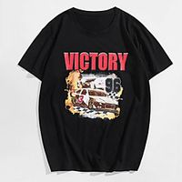 Men's Tee T shirt Hot Stamping Graphic Prints Car Print Short Sleeve Casual Tops 100% Cotton Basic Designer Big and Tall Black Lightinthebox - thumbnail