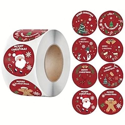 1roll, 500pcs Festive Christmas Stickers, Perfect For DIY Gift Wrapping Baking And Decorating, Box Seal Sticker, Seal Sticker, Business Commodity Packaging Sealing Stickers, Gift Box miniinthebox