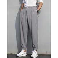 Men's Dress Pants Trousers Pleated Pants Suit Pants Button Pocket Plain Comfort Breathable Outdoor Daily Going out Fashion Casual Black Light Green Lightinthebox - thumbnail