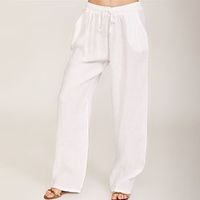Women's Loungewear Bottom Pure Color Comfort Home Cotton Long Pant Pocket Spring Summer White Black Lightinthebox - thumbnail