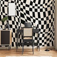 Abstract Wallpaper Mural 3D Wavy Checkerboard Grid Wall Covering Sticker Peel and Stick Removable PVC/Vinyl Material Self Adhesive/Adhesive Required Wall Decor for Living Room Kitchen Bathroom miniinthebox - thumbnail