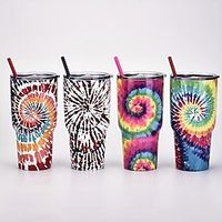 30oz Stainless Steel Tie-Dye Tumbler, Vacuum Insulated Coffee Cup With Double Wall Insulation, Perfect For Hot And Cold Drinks, Without Straw Lightinthebox - thumbnail