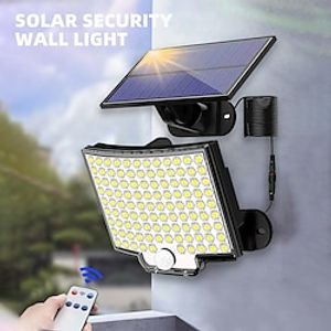 Solar Security Light Outdoor 106LED with Motion Sensor Remote Control IP65 Waterproof 120 Lighting Angle Solar Security Wall Sconce Shustar Lightinthebox
