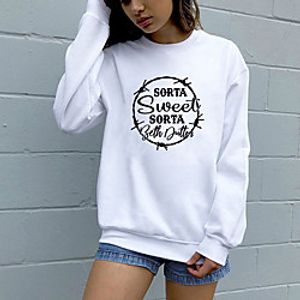 Women's Sweatshirt Pullover Pure Color Crew Neck Letter Printed Sport Athleisure Sweatshirt Top Long Sleeve Breathable Soft Comfortable Everyday Use Street Casual Daily Outdoor Lightinthebox