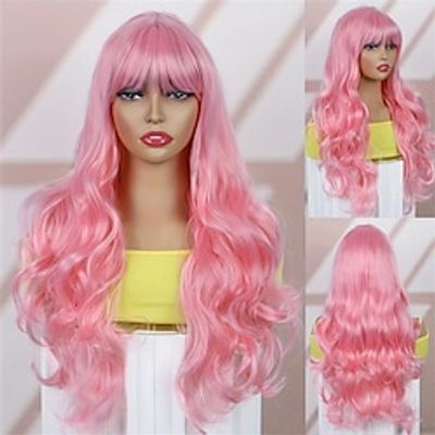 Brown Blonde Wig Long Wavy Wig With Bangs Synthetic Wig Long Wig Blonde Wigs For Halloween Cosplay Costume Party With Wig Cap For Women Christmas Party Wigs miniinthebox