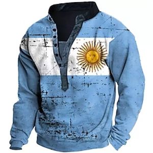 Men's Sweatshirt Pullover Blue Standing Collar Graphic Prints Print Casual Daily Sports 3D Print Streetwear Designer Casual Spring   Fall Clothing Apparel World Cup Hoodies Sweatshirts  Long Sleeve Lightinthebox