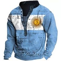Men's Sweatshirt Pullover Blue Standing Collar Graphic Prints Print Casual Daily Sports 3D Print Streetwear Designer Casual Spring   Fall Clothing Apparel World Cup Hoodies Sweatshirts  Long Sleeve Lightinthebox - thumbnail