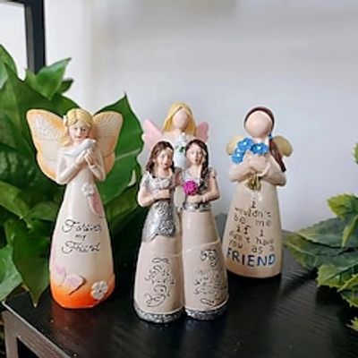 Celebrate Friendship Gift, Memorial Friendship Angel Sculpture Decoration We'll Be Friends Angels Prayer Angel Sculpture Statue Female Girl Gift Lightinthebox
