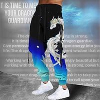 Dragon Guardian x LU | Men's Dragon Loong Mythical Creature Dark Style Streetwear Sweatpants Lightinthebox