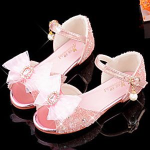 Girls' Sandals Flower Girl Shoes Princess Shoes School Shoes Rubber PU Little Kids(4-7ys) Big Kids(7years ) Daily Party  Evening Walking Shoes Rhinestone Bowknot Sparkling Glitter Blue Pink Silver Lightinthebox