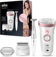 Braun Silk-epil 9, Hair Removal for Women, Bikini Trimmer, Womens Shaver Wet & Dry, Cordless and 7 extras, Rose Gold - SES 9890