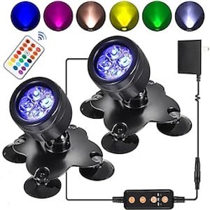 Colorful Spotlight Diving Light Waterproof Fish Tank Light Remote Control RGB Aquarium Light Underwater Light Courtyard Garden Light miniinthebox